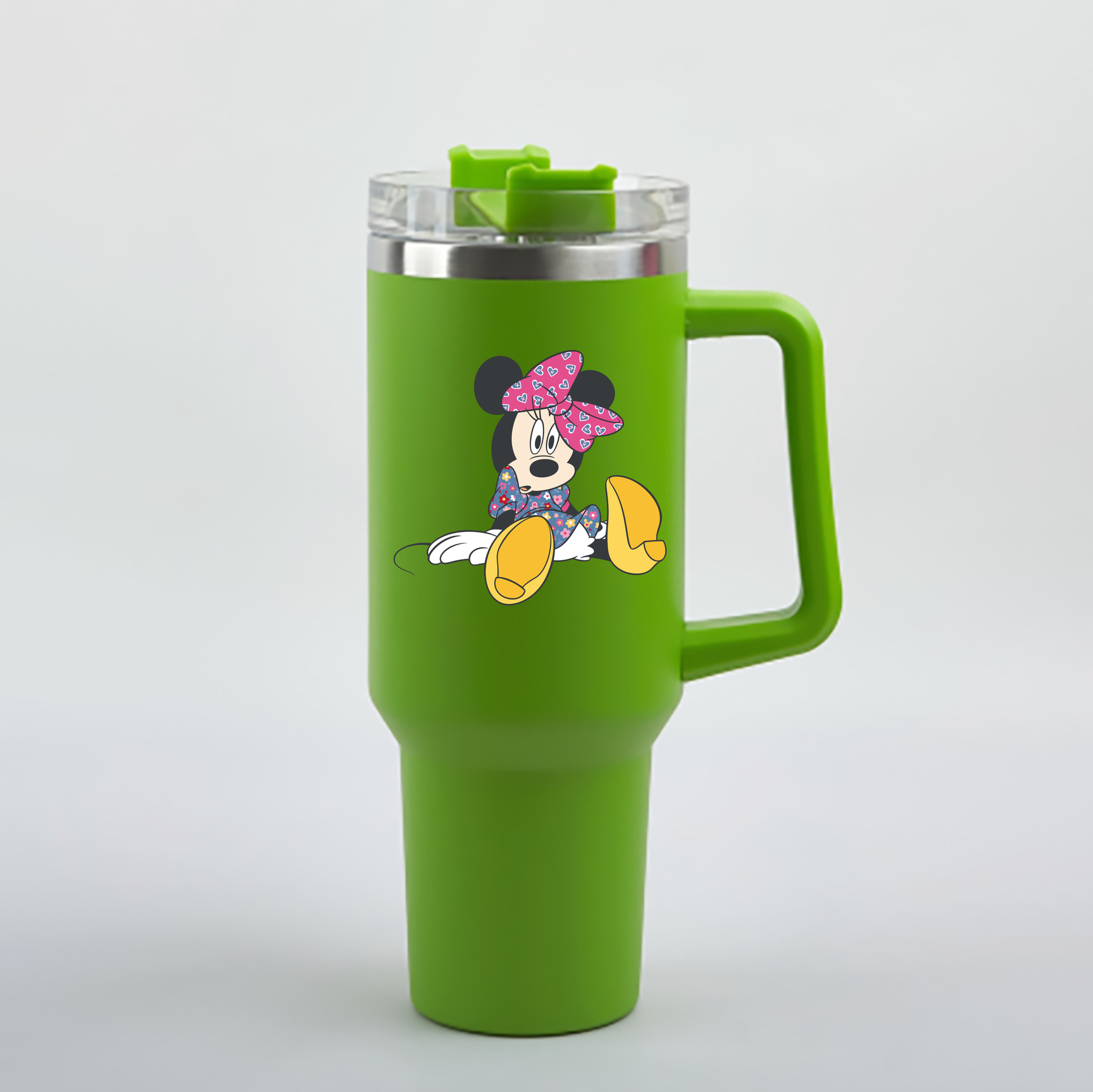 （画像用） ミッキーマウス Mickey Mouse 1200mL車用タンブラー - クリスタルステッカー（プラスチックストロー付き）